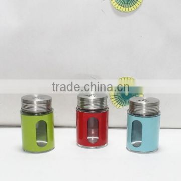 high quality glass spice jar with metal coating