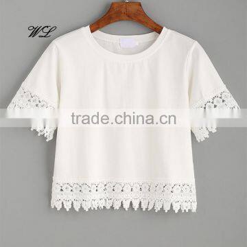 Wholesale top design fashion summer nylonl ace woman t-shirt and clothing