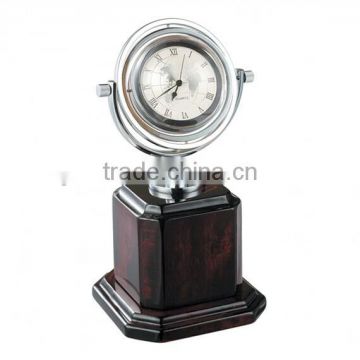Crystal Globe Clock With Wooden trophy