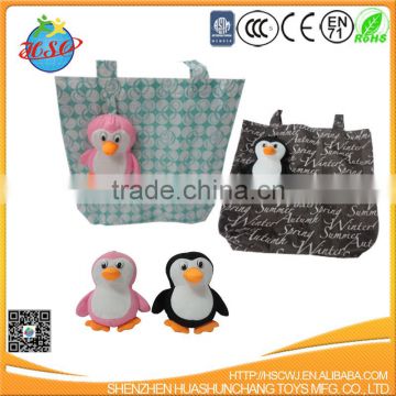 fashion plush penguin foldable shopping bag