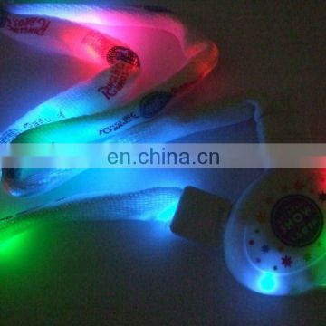 light up led flashing leash with logo(8 multi leds,45*1cm,switch on/off, nylon,3 flash modes, RoHS approval)
