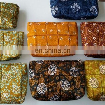 Handmade brilliant handstitched moroccan silk printed designer clutch women's makeup bag