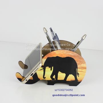 3D Elephant Creative Shape MDF sublimation Pen holder cellphone stands