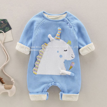 Baby Cartoon unicorn Jumpsuit Toddler Sweater Clothes Knitted Baby Romper
