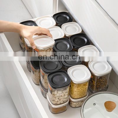 Kitchen Storage Canisters Airtight Food Grade Plastic Canister With Clear Lids Airtight container drawer organizer