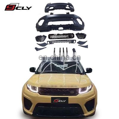 CLY Body kits For 2012+ RANGE ROVER Evoque Modified SVR Front Rear car bumpers with car Grille Rear Car Bumper Diffuser Tips