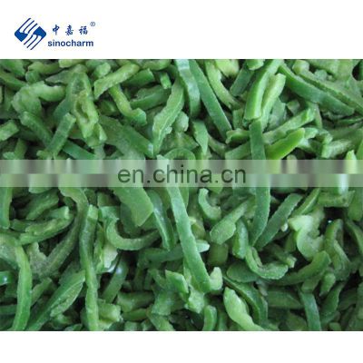 Sinocharm  5-7 mm BRC-A approved IQF  Green Pepper Strips Frozen Green Pepper