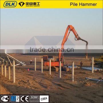 excavator-mounted hydraulic piling hammer
