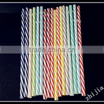 Hard plastic striped drinking straw