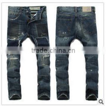 Custom New Arrivals Europe Items Special Mainstream 100%Cotton Denim Rib Paneling Distressed High Quality Men Jeans