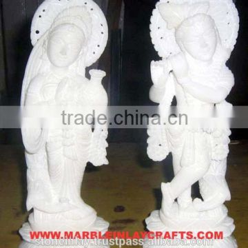White Alabaster Radha Krishna Idols