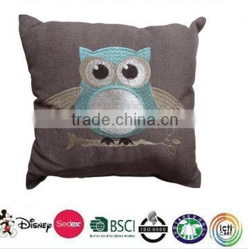 Owl Embroidery Cushion Cover/OEM stuffed owel cushion