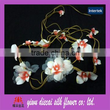Top selling artificial leather braid boho flower headband