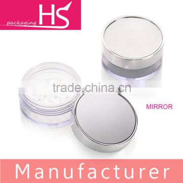 OEM clear round plastic cosmetic sifter jars with mirror