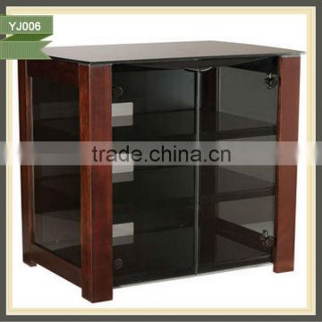 Cheap modern wall mount shelf MDF tempered glass tv stand YJ006