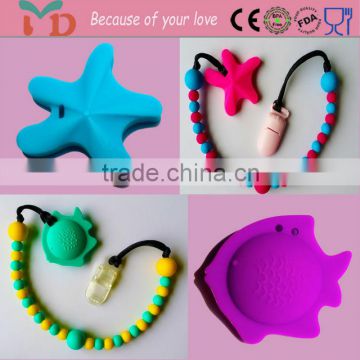 Cool design baby chew toys and teething chain funny pacifiers