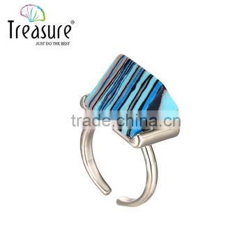 Fashion jewelry 2015 acrylic gold ring blue adjustable rings jewelry