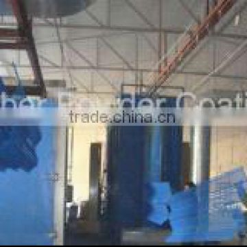 Unloading area for perforated metal mesh powder spraying line