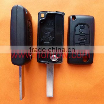Flip Folding Remote Key for Peugeot Hu83 blade no battery place 3 button car key blank shell fob cover case