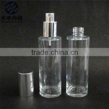 100ml fancy clear cylinder lotion glass bottle