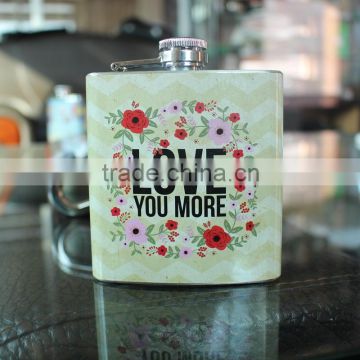 Fashion Stainless Steel Hip Flask Spray Paint With Silk Screen Girls Hip Flask