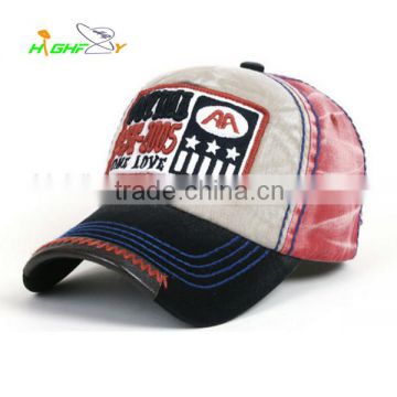 Custom High quality wash water baseball cap with applique embroidery logo