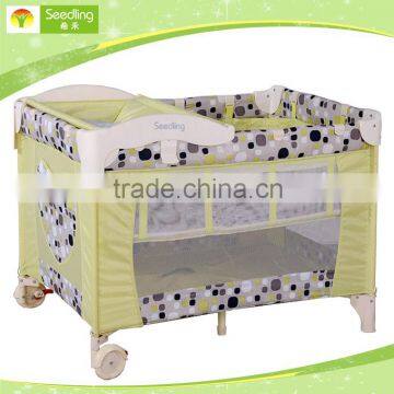 Custom baby folding cots standard size portable baby cots designs with bassinet