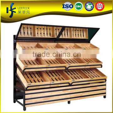 High Quality factory direct wood vegetable shelving for supermarket store