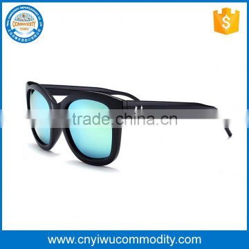 Vintage bamboo blue mirror lens sunglasses with custom logo for women