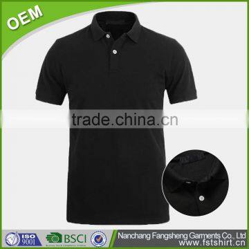Fashion dri fit 100% cotton short sleeve black polo shirt