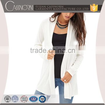 skin-friendly fine-knit no button longline sweater ladies cardigan with open front