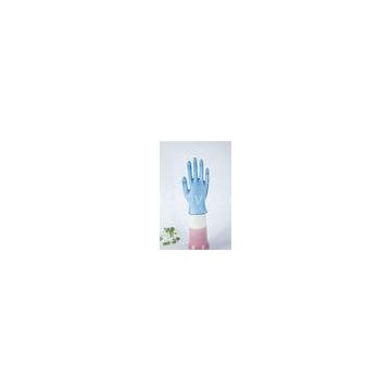 Stretchable Blue food disposable latex gloves for cleaning and nursing