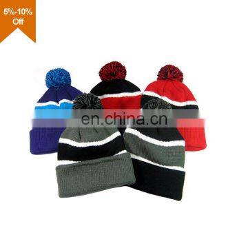 Custom pom pom beanie hat, plain knit hat/cap with custom labels