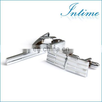 New design silver metal cufflinks and tie clip sets for men