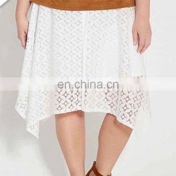 Casual Asymmetric design plus size lace summer skirt