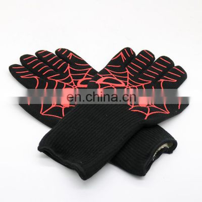 Customized logo Flame Retardant Barbecue Oven Gloves Heat Resistant Grill BBQ Mitts Microwave Handschuhe