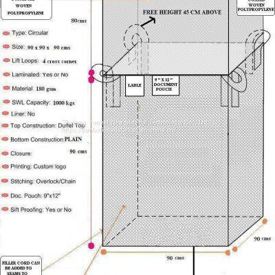 500-1000kg China Shandong pp woven bulk bag Ventilated Jumbo FIBC White BLACK Color Fabric with green mesh timber packing