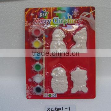 Newest most Popular ceramic DIY christmas items with 6 color painting 1 brush blister card