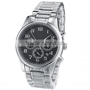 High quality big face metal strap all stainless steel watch with six hands