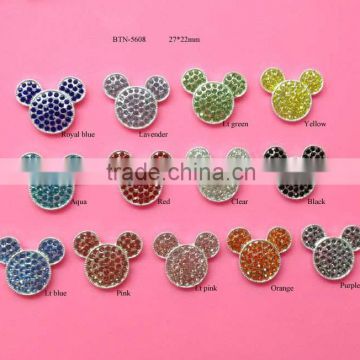 Hot selling factory price minnie rhinestone button in stock (btn-5608)