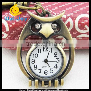 sW-1114 factory direct sale bronze case owl shape round dial steampunk antique pocket watch