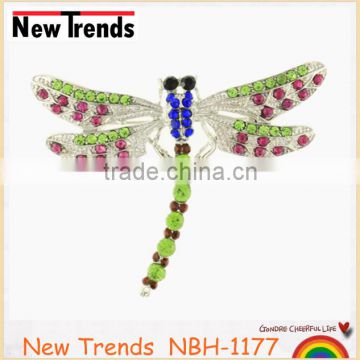 Customize vintage dragonfly brooch with colorful crystal
