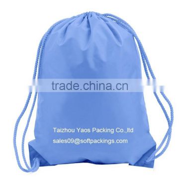 custom light blue backpack bag, nylon drawstring bag