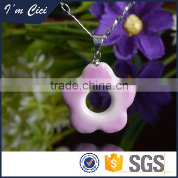 National modern handmade sweater chain ceramic pendants necklace CC-S045