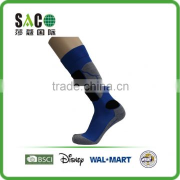 Fashion free terry grey melange &blue knee high sports socks
