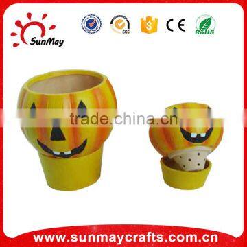 ceramic pumpkin shaped flower pot for Halloween