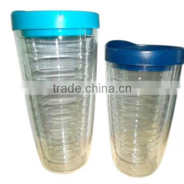 Hotselling 350ml double wall transparent promotion plastic cup
