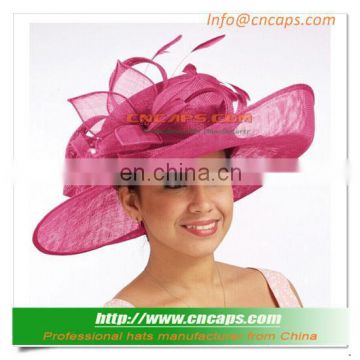 New Design Sinamay Wedding Hats With Feather Decoration