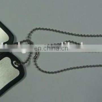 blank military aluminum dog tag with silencer and necklace chain,Europe Regional Feature and Souvenir Use Blank Dog Tag