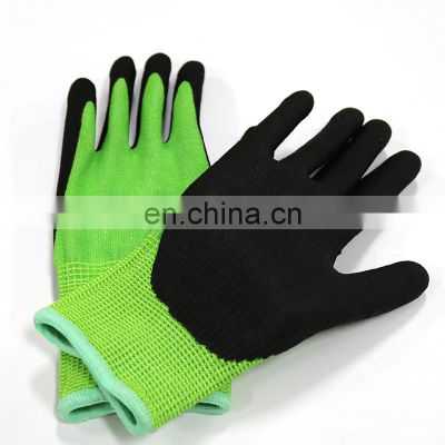 Sandy Nitrile Coated HPPE Cut Resistant Hand protection Work Glove CE
